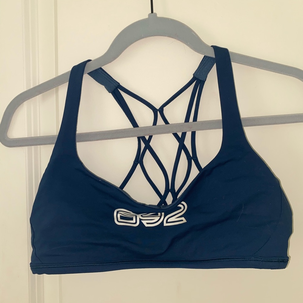BLUE LULULEMON FREE TO BE ZEN SPORTS BRA